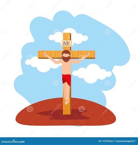 Crucified Jesus Christ On The Cross A Religious Symbol Vector
