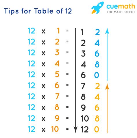 12 Times Table Learn Table Of 12 Multiplication Table Of Twelve