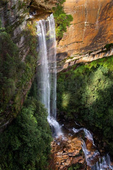 Katoomba Falls Tumbling Over The Cliff Stock Image Colourbox