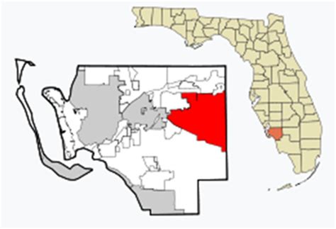 Map Showing The Location Of Lehigh Acres In Lee County Florida The