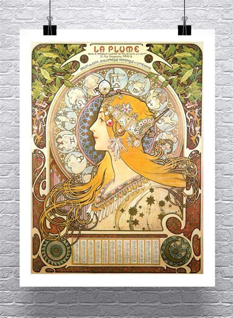 Zodiac 1896 Alphonse Mucha Art Nouveau Poster Fine Art Giclee Etsy