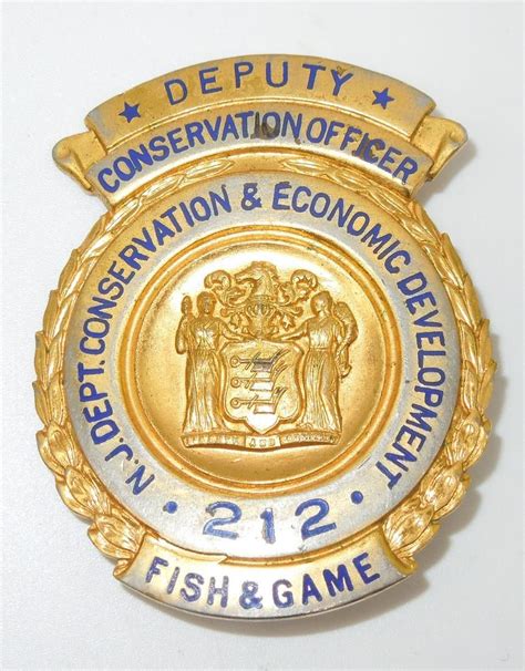 1950s New Jersey Conservation Officer Fish And Game Badge 0087 On Jan