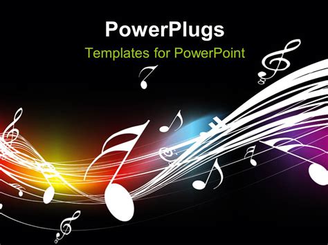 Bit.ly/2cbyqsk best of instrumental background music for presentations, videos, corporate videos, business videos, advertising and marketing videos, podcasts, for commercial projects and more. PowerPoint Template: music symbols floating over curves on dark background (21153)
