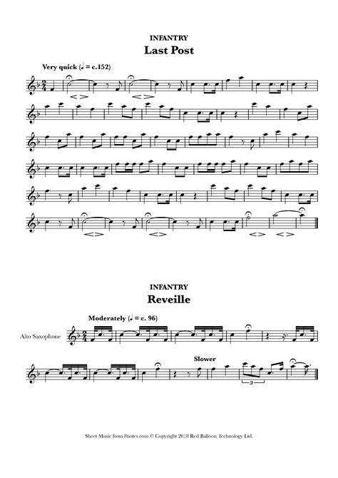 Last Post And Reveille Infantry Sheet Music For Saxophone