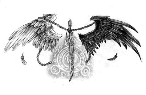 Black Outline Angel Wings Neck Tattoos Tattoo Ideas
