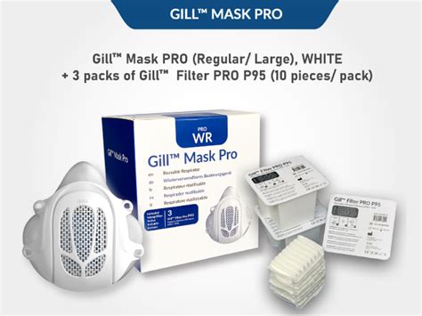 Gill Mask Pro White With 3 Packs Gill Filter Pro P95 Gill Mask