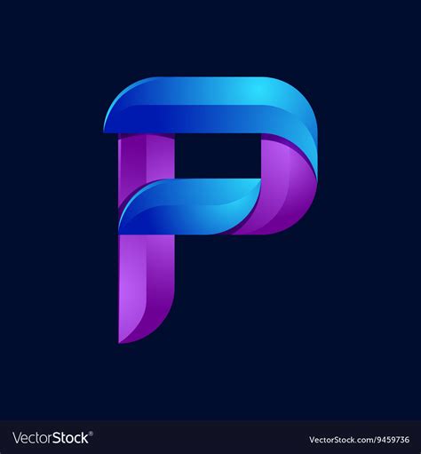 P Letter Volume Blue And Purple Color Logo Design Vector Image