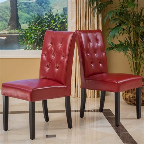 Shop Gentry Bonded Leather Red Dining Chair Set Of 2 By Christopher