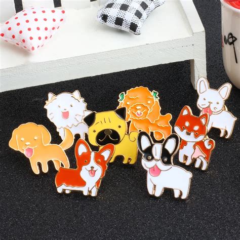 New Fashion Animal Pet Dog Enamel Pins Metal Brooches 8 Style Cute Dogs