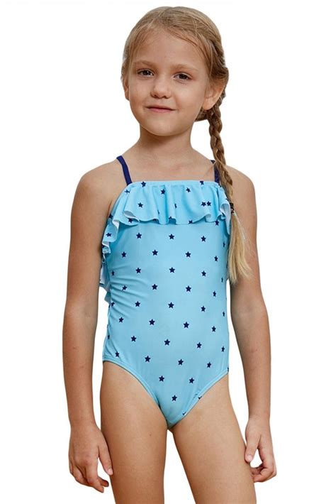 US Babe Stars Print Turquoise Babe Girls Maillot Dropshipping Babe Girl Swimsuits