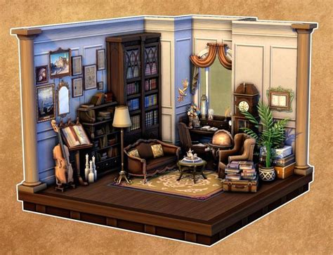 An Animated Living Room With Furniture And Bookshelves
