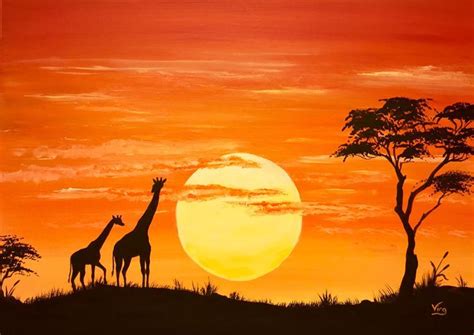 African Sunset Paintings By Virginia Hood Africa Painting Sunset