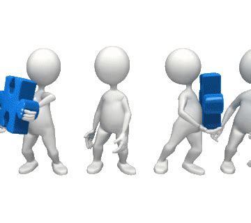 Three 3d People Carrying Blue Objects In Their Hands