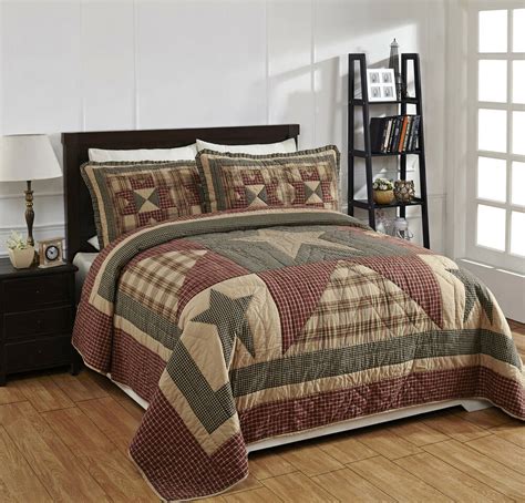 Searching for country bedding sets at discounted prices? 4 Piece QUEEN "PLYMOUTH" Quilted Bedding SET ~ Country ...