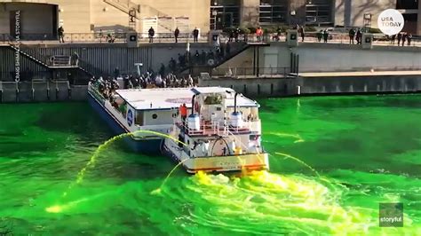 Chicago River Dyed Green In Honor Of Their St Patricks Day Tradition