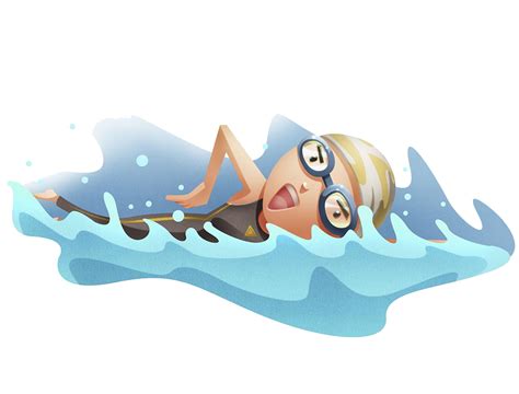 Swimmer Drawing Animation Athlete Swimming Hand Painted Png Download