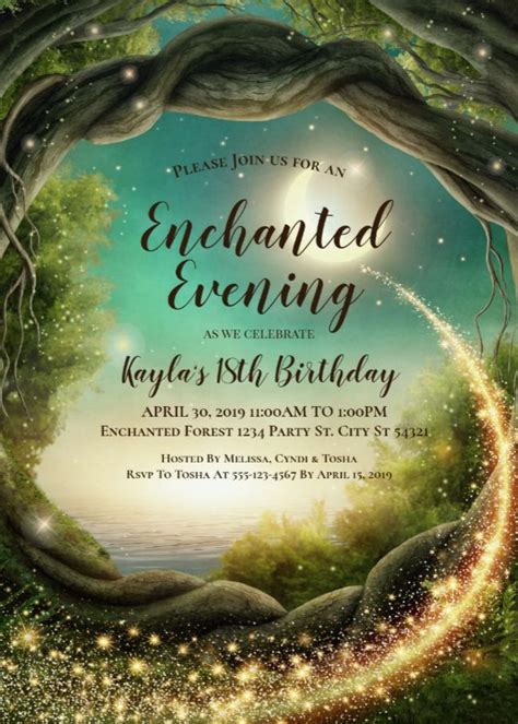 Enchanted Evening Glitter Invitations Zazzle Enchanted Forest