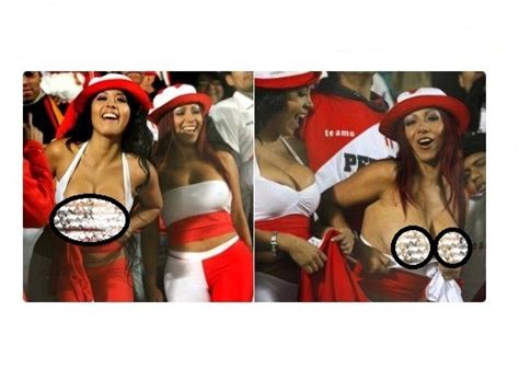 photos of peru female fans flashing their boobs during world cup clash against denmark