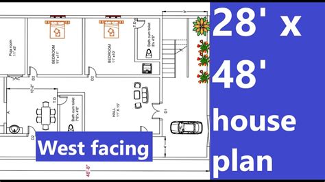 28 X 48 Feet West Facing House Plan Building Plan West Facing As Per