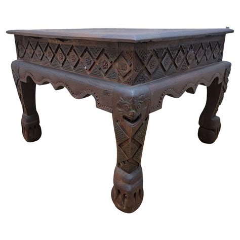Indian Mogul Influenced Carved Teak Occasional Table At 1stdibs