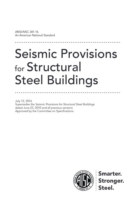 Ansiaisc 341 16 Seismic Provisions For Structural Steel Buildings