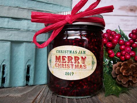 Custom Vintage Christmas Oval Canning Labels For Quilted Jam Jars