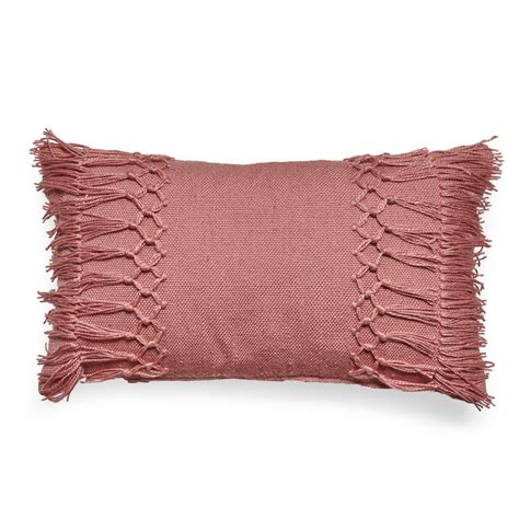 Modrn 14in X 24in Textured Lumbar Outdoor Throw Pillow Blush Pink