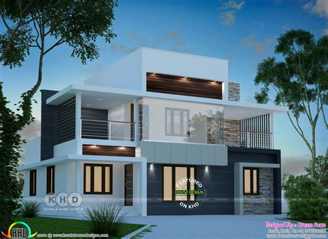 5 Bhk Modern Flat Roof House Design Home Kerala Plans Images And