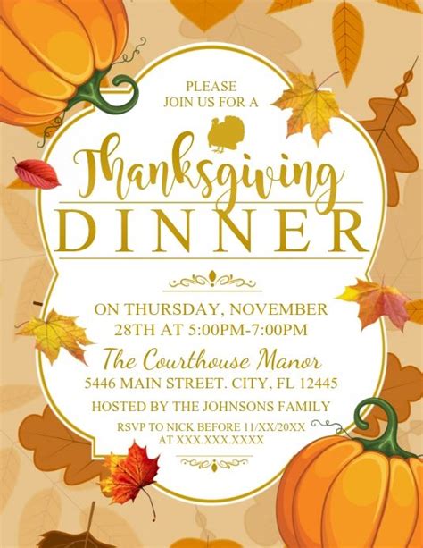Thanksgiving Dinner Template Thanksgiving Templates Thanksgiving