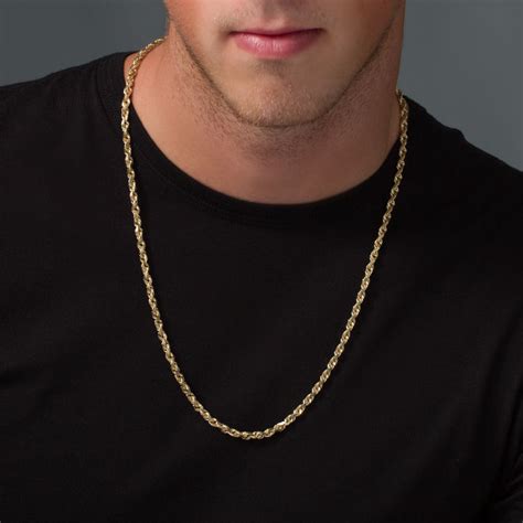 Mens 50mm Rope Chain Necklace In 14k Gold 24 Zales