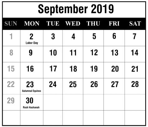 The above is the list of 2019 public holidays declared in malaysia which includes federal, regional government holidays and popular observances. Printable September 2019 Calendar With Holidays [PDF ...