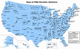 Public television in the United States: Map of PBS member stations [OC ...