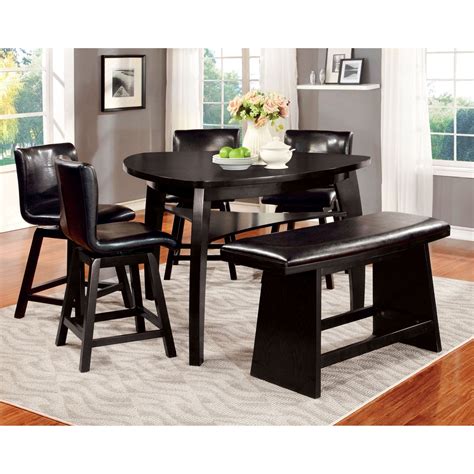 Furniture Of America Rathbun Modern Piece Counter Height Dining Table Set With Swivel Chairs
