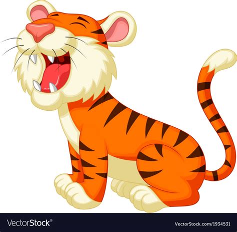 Cute Tiger Cartoon Roaring Royalty Free Vector Image