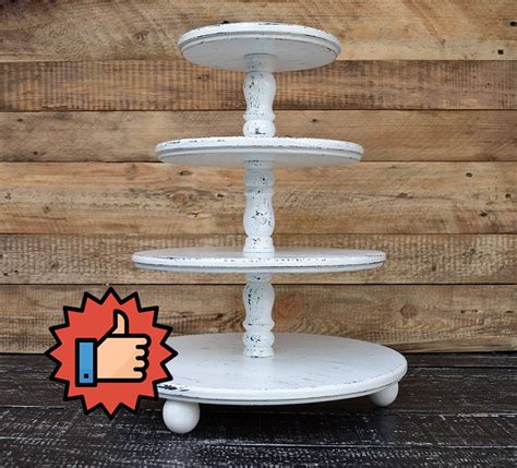 4 Tier Cupcake Stand For Wedding Cupcake Tower White Shabby Etsy