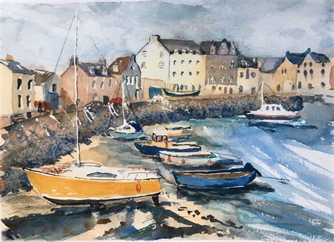 Stonehaven Harbour Watercolour March 2019 Watercolor Painting Beach