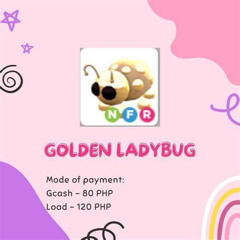 Adopt Me Nfr Golden Ladybug Neon Fly Ride On Carousell