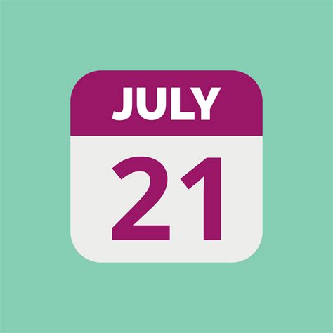July 21 Calendar Date Icon 23202827 Vector Art At Vecteezy
