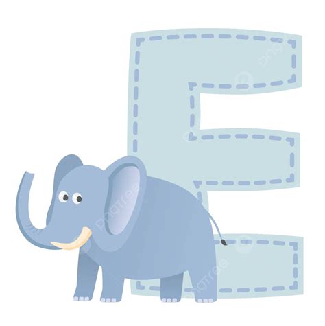 Letra E Para Elefante Ilustración Grande Alfabético Gris Vector Png