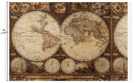 Custom Vintage World Map Fabric By The Yard Youcustomizeit