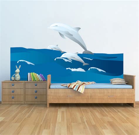 Dolphins And Waves Wall Decal Animal Wall Decal Murals Primedecals