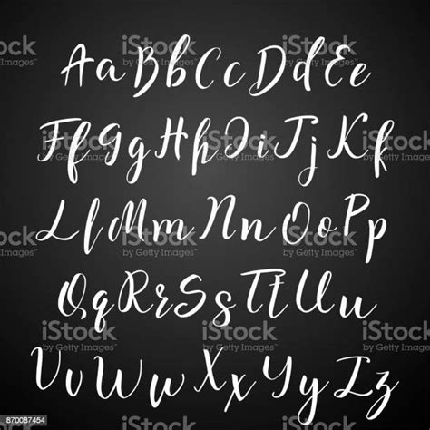 Handwritten Calligraphy Font Vector Alphabet Hand Drawn Letters Stock