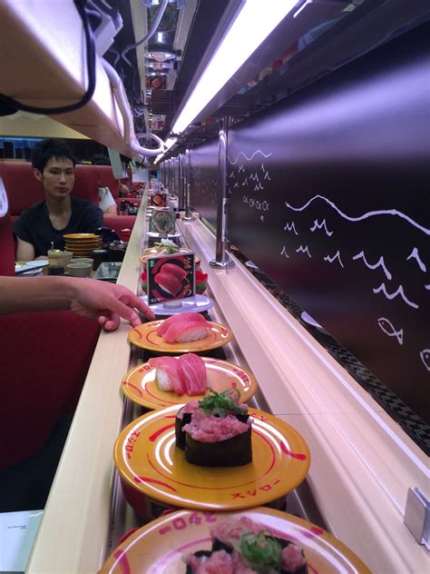 Conveyor Belt Sushi Restaurant In Fukuoka Japan