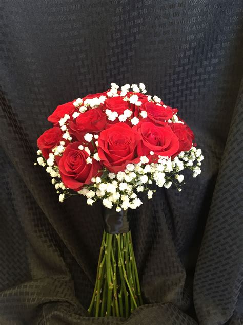 elegant red rose and baby's breath bouquet | Dark red roses, Babys breath bouquet, Babys breath 