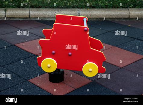 Its A Photo Of A Swing Car For Kid On A Outdoor Playground Stock Photo