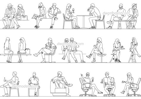 Download free people cad blocks. Sitting Person Set DWG, AutoCAD file