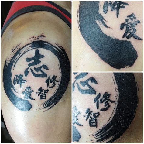 Shoulder Chinese Characters Calligraphy Tattoo