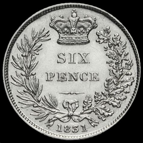 1831 William Iv Milled Silver Sixpence Ef