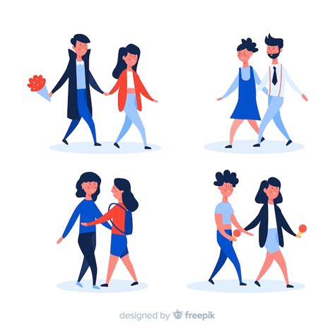 Free Vector Young Couples Enjoying Walking Together
