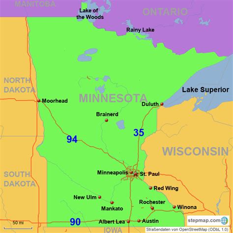 Minnesota Map With Cities And Lakes World Map